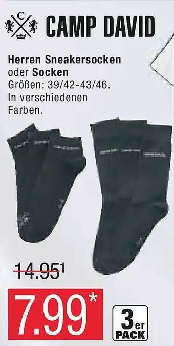 Marktkauf Camp david herren sneakersocken oder socken Angebot