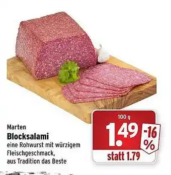 Wasgau Marten Blocksalami Angebot