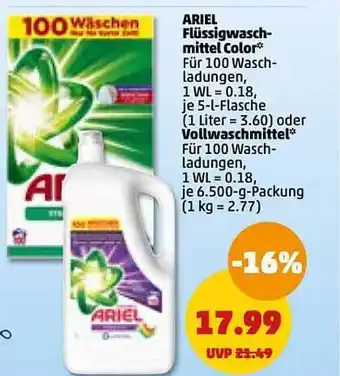 PENNY Ariel flüssigwaschmittel color oder vollwaschmittel Angebot