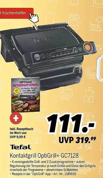 MEDIMAX Tefal kontaktgrill optigrill+ gc7128 Angebot