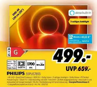 MEDIMAX Philips 4k Uhd-tv 55pus7855 Angebot