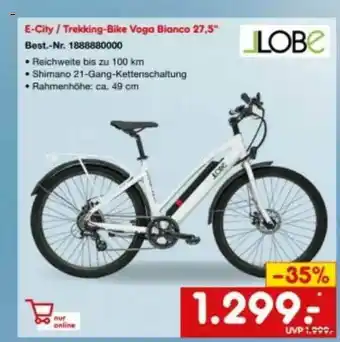 Netto Marken-Discount Lobe E-city -trekking Bike Voga Bianco 27,5'' Angebot