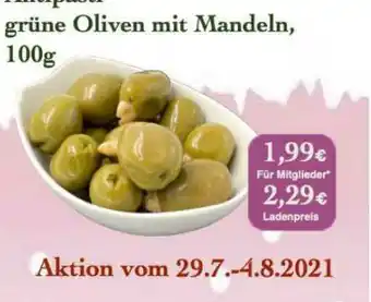 LPG Biomarkt Antipasti Grüne Oliven Mit Mandeln Angebot