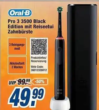 Expert Oral b pro 3 3500 black edition mit reiseetui zahnbürste Angebot