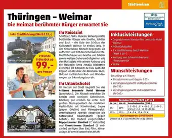 Penny Reisen Thüringen - weimar Angebot