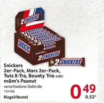 Selgros Snickers 2er-pack, mars 2er-pack, twix x-tra, bounty trio oder m&m's peanut Angebot