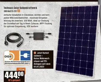 V Baumarkt Technaxx solar balkonkraftwerk 300 watt tx-212 Angebot