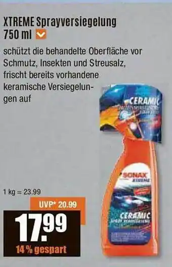 V Baumarkt Xtreme sprayversiegelung sonax Angebot