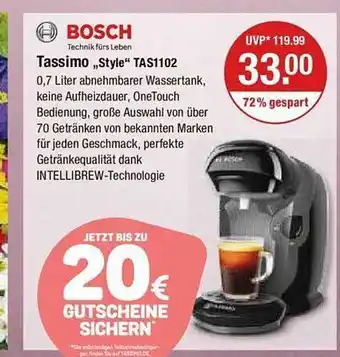 V Markt Bosch tassimo „style“ tas1102 Angebot