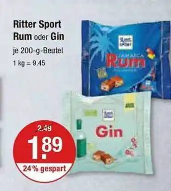 V Markt Ritter sport rum oder gin Angebot