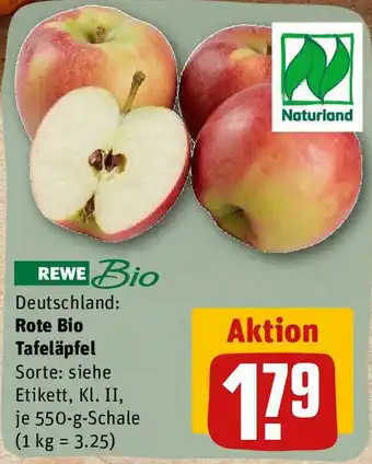 REWE Deutscnland Rote Bio Tafeläpfel 550 g Schale Angebot