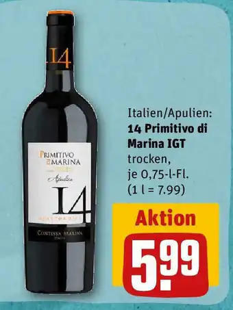 REWE Italien/Apulien 14 Primitivo di Marina IGT 0,75 l Fl. Angebot