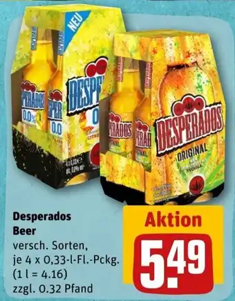 REWE Desperados Beer 4 x 0,33 l Fl.Pckg. Angebot