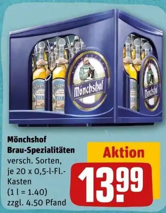 REWE Mönchshof Brau Spezialitäten 20 x 0,5 l Fl. Angebot