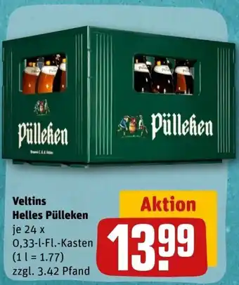 REWE Veltins Helles Pülleken 24 x 0,33 l Fl.-Kasten Angebot