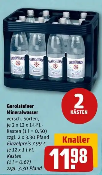 REWE Gerolsteiner Mineralwasser 2 x 12 x 1 l Fl.-Kasten Angebot