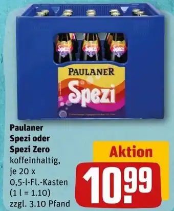 REWE Paulaner Spezi oder Spezi Zero 20 x 0,5 l Fl.-Kasten Angebot