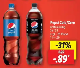 Lidl Pepsi Cola/Zero 1,5 l Angebot