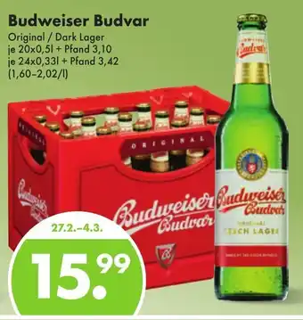 Trink und Spare Budweiser Budvar 24x0,33L/20x0,5L Angebot