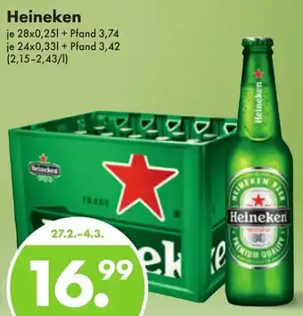 Trink und Spare Heineken 28x0,25L/24x0,33L Angebot