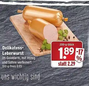 Wasgau Delikatess Leberwurst Angebot