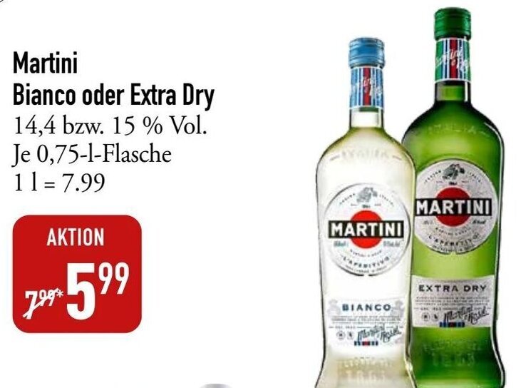 Martini Bianco oder Extra Dry 0,75 L Flasche Angebot bei Galeria Markthalle