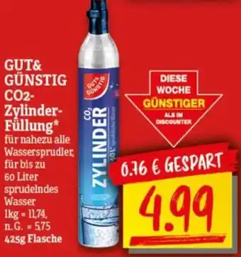 NP Discount Gut & Günstig CO2 Zylinder Füllung 425g Flasche Angebot