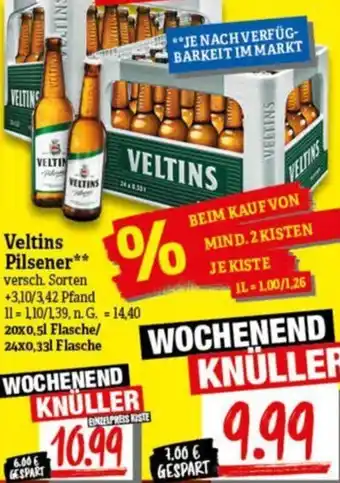 NP Discount Veltins Pilsener 20x0,5 L/24x0,33 L Flasche Angebot