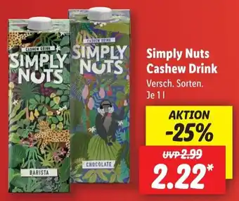 Lidl Simply Nuts Cashew Drink 1 L Angebot