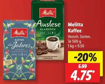 Lidl Melitta Kaffee 500 g Angebot