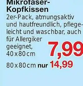 Jawoll Mikrotaser-kopfkissen Angebot