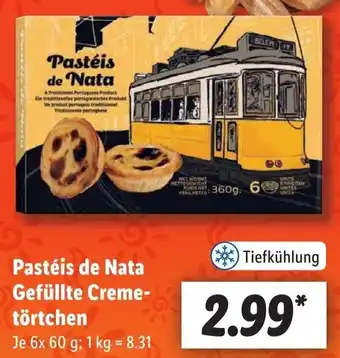 Lidl Pastéis de Nata Gefüllte Cremetörtchen 6x60 g Angebot