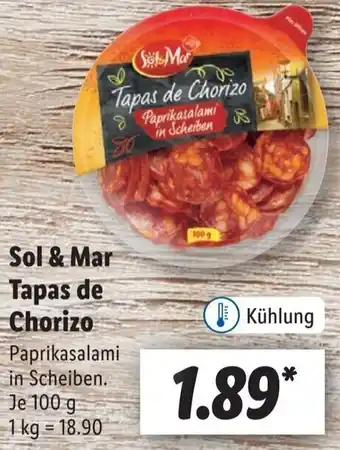 Lidl Sol & Mar Tapas de Chorizo 100 g Angebot