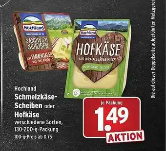 Wasgau Hochland Schmelzkäse- Scheiben oder Hofkäse Angebot