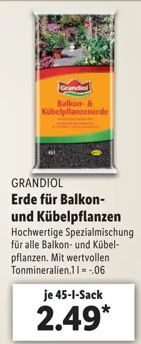 Lidl Grandiol Erde für Balkon und Kübelpflanzen Angebot