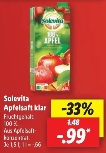 Lidl Solevita Apfelsaft klar 1,5 l Angebot