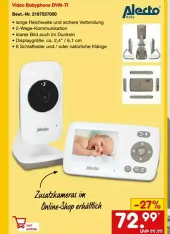 Netto Marken-Discount Alecto Video Babyphone DVM 71 Angebot