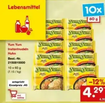 Netto Marken-Discount Yum Yum Instantnudeln Huhn Angebot