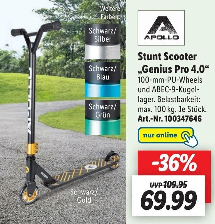 Apollo Stunt Scooter Genius Pro 4.0 Angebot bei Lidl