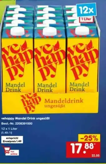 Netto Marken-Discount Vehappy Mandel Drink Ungesüßt Angebot