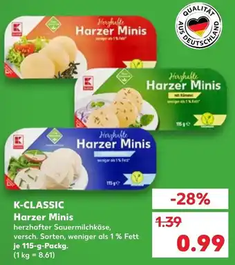 Kaufland K-Classic Harzer Minis 115 g Packg. Angebot