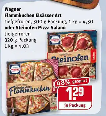 REWE Wagner Flammkuchen Elsässer Art Oder Steinofen Pizza Salami Angebot