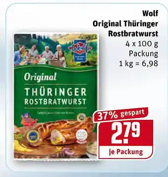 REWE Wolf Original Thüringer Rostbratwurst Angebot