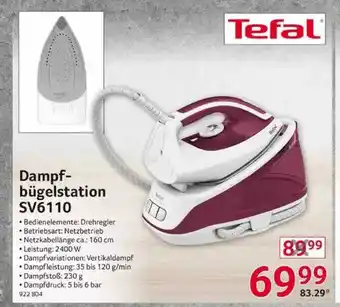 Selgros Tefal Dampfbügelstation Sv6110 Angebot