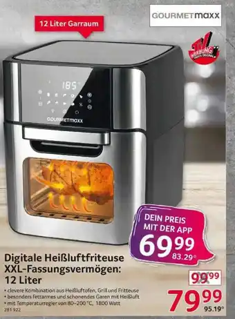 Selgros Gourmetmaxx Digitale Heißluftfriteuse XXL-fassungsvermögen: 12 Liter Angebot