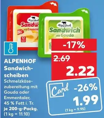 Kaufland Alpenhof Sandwichscheiben 200 g Packg. Angebot