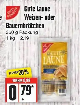 Edeka Frischemarkt Gut & günstig gute laune weizen- oder bauernbrötchen Angebot