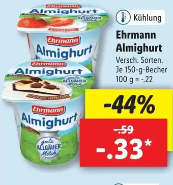 Lidl Ehrmann Almighurt 150g Becher Angebot