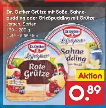 Netto Marken-Discount Dr oetker grütze mit soße sahne-pudding oder grießpudding mit grütze Angebot