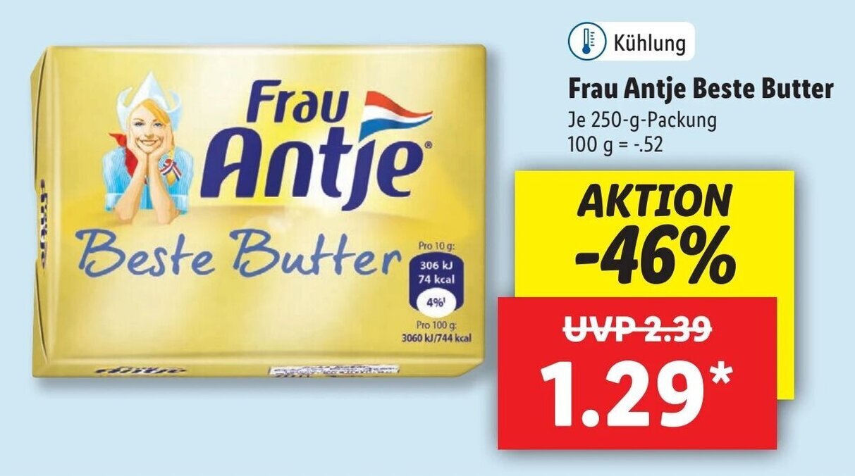 Frau Antje Beste Butter 250 g Angebot bei Lidl